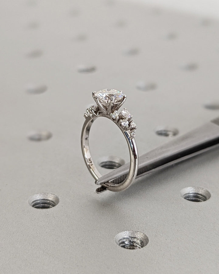 Buy round cut cluster diamond engagement ring with free shipping