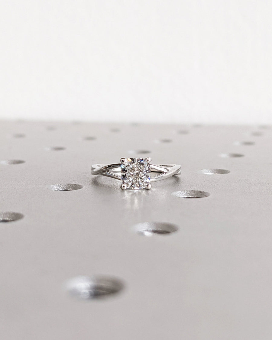 1.0CT cushion split shank lab grown diamond engagement ring for sale