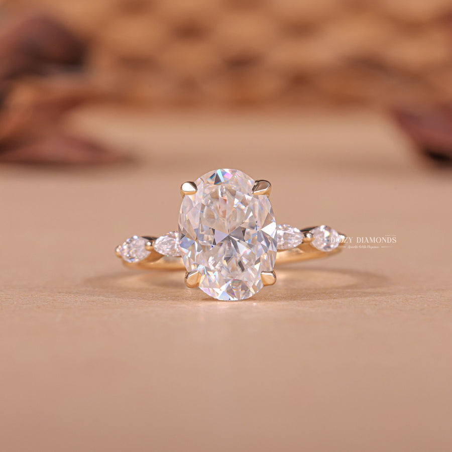 Buy 2.50CT oval pave lab grown diamond engagement ring online