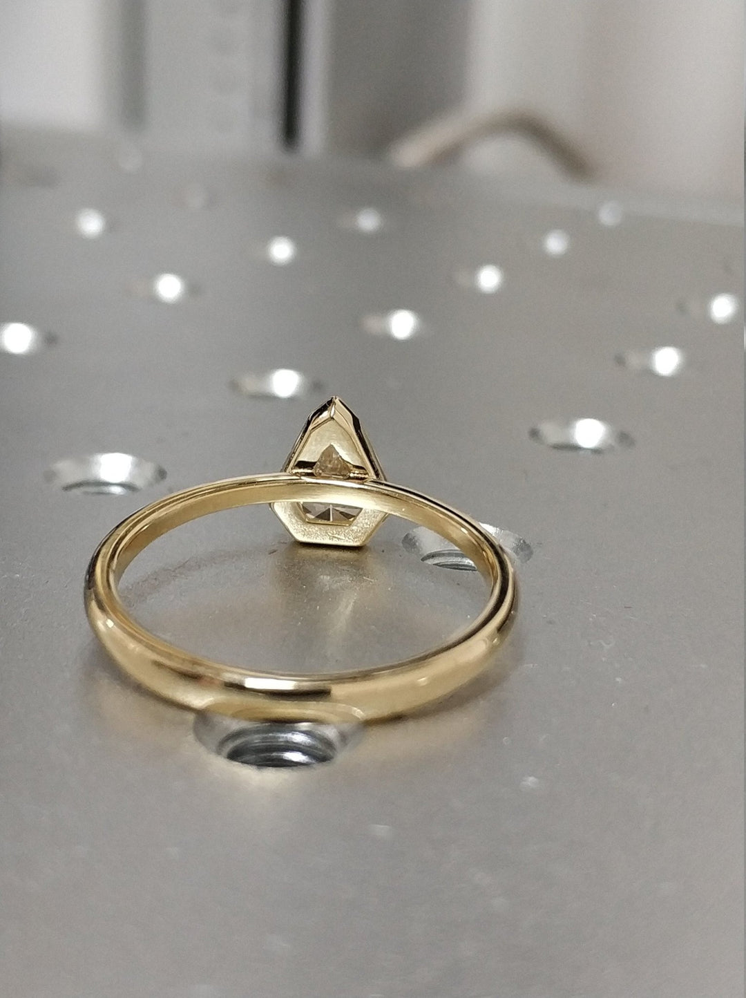 Kite bezel lab grown diamond ring in jewelry gift box
