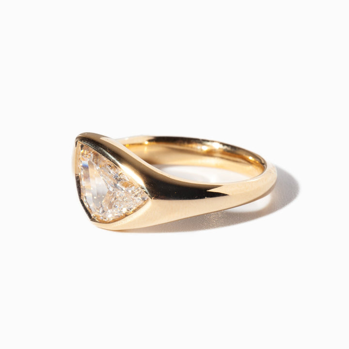 Buy floe-cut cut signet diamond engagement ring with free shipping
