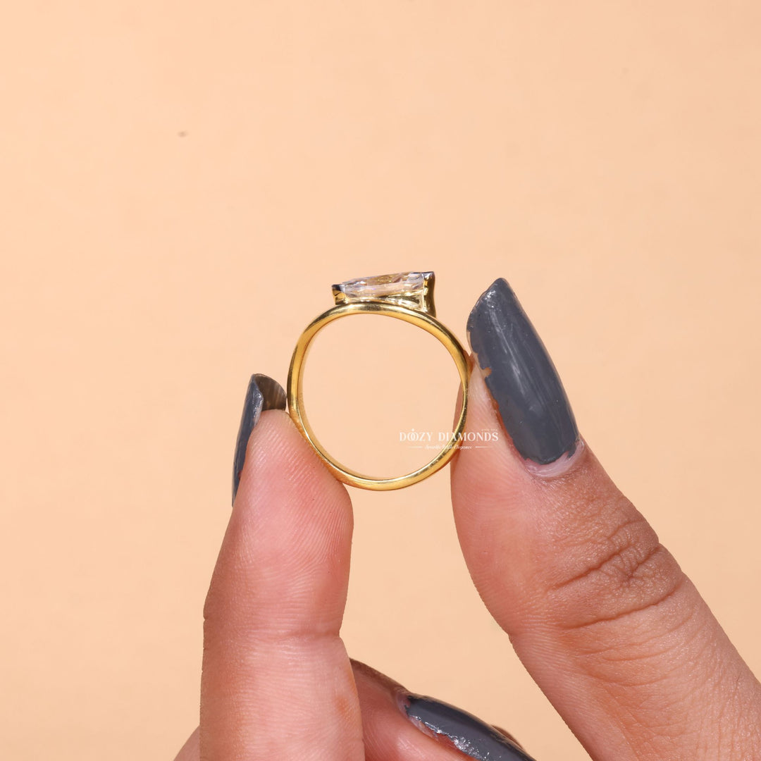 Marquise solitaire engagement ring with IGI certificate and packaging