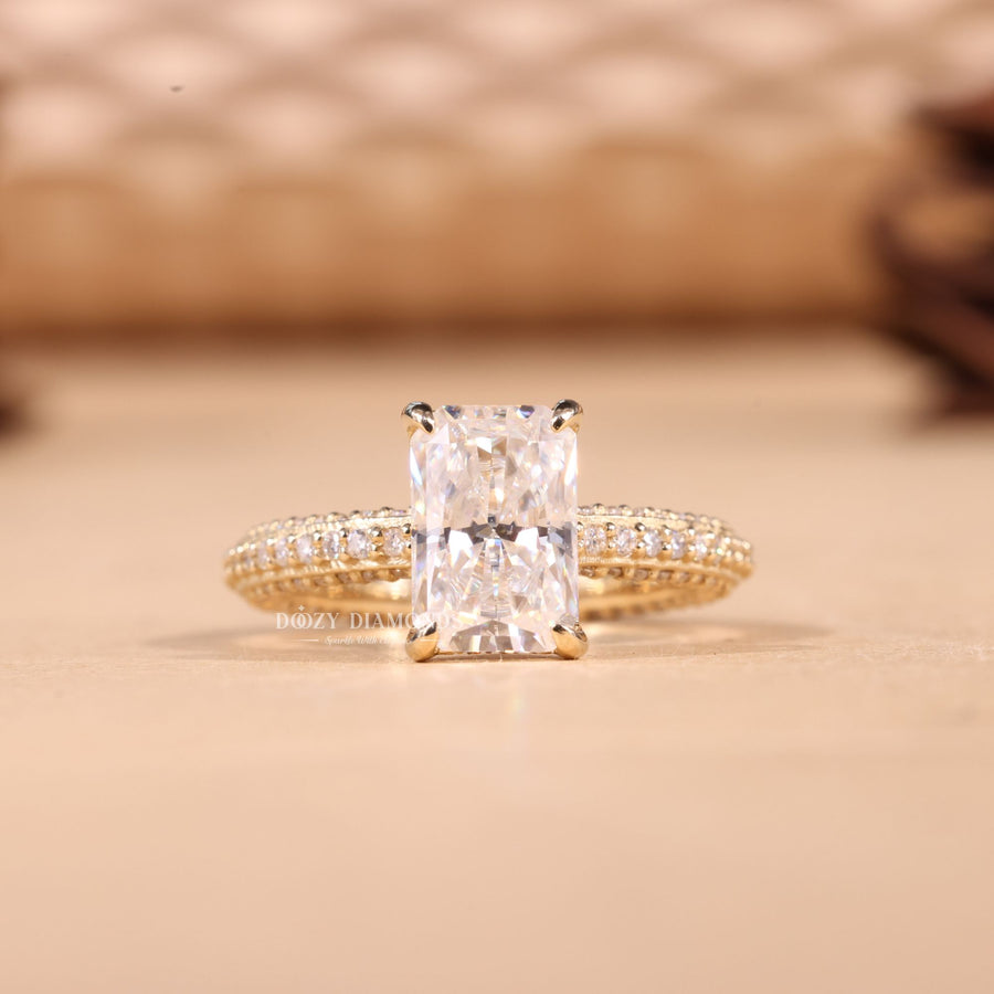 2.0CT radiant pave lab grown diamond engagement ring for sale