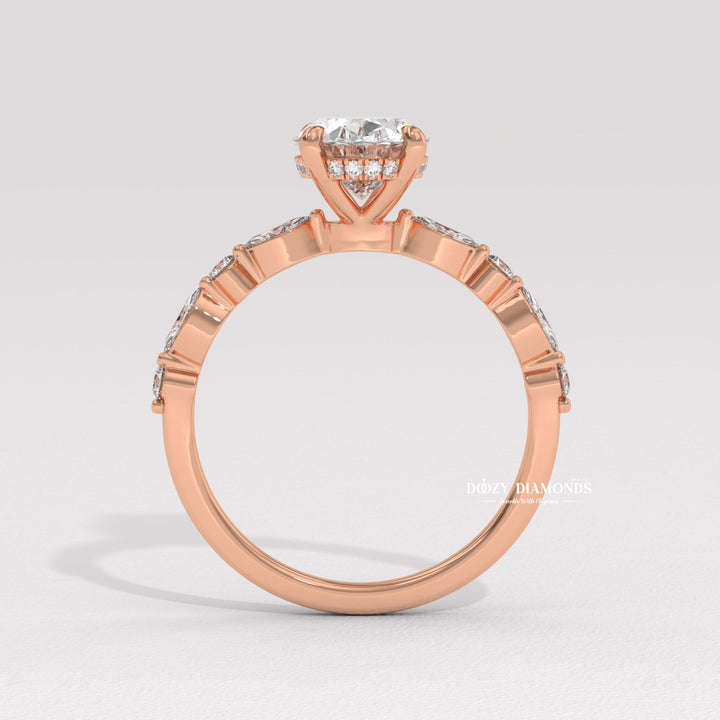 Round solitaire engagement ring finished in polished solid gold