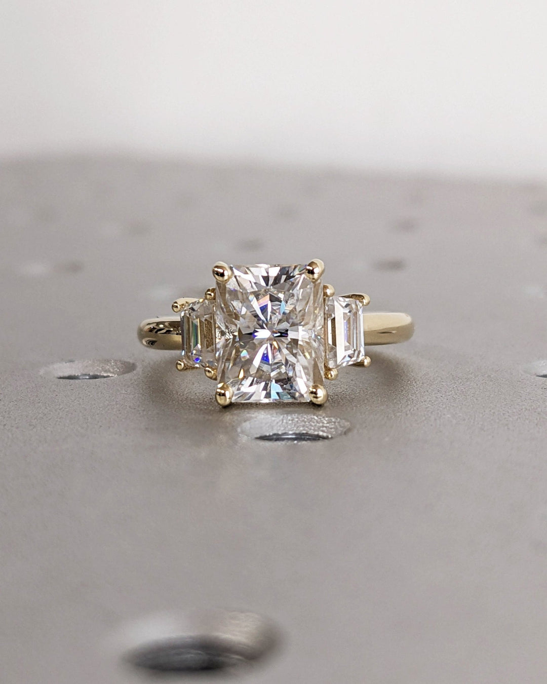 Buy 2.50CT radiant three stone lab grown diamond engagement ring online