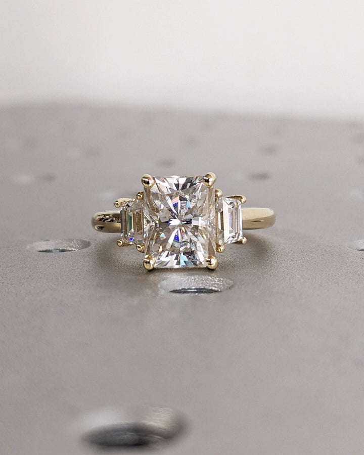 Buy 2.50CT radiant three stone lab grown diamond engagement ring online