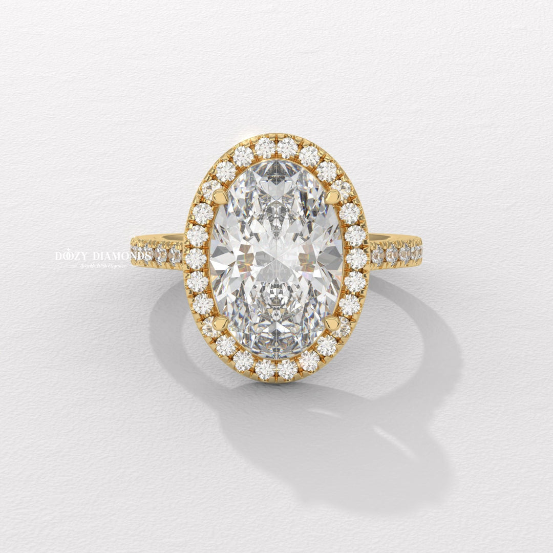 Discover oval halo lab grown diamond engagement ring online