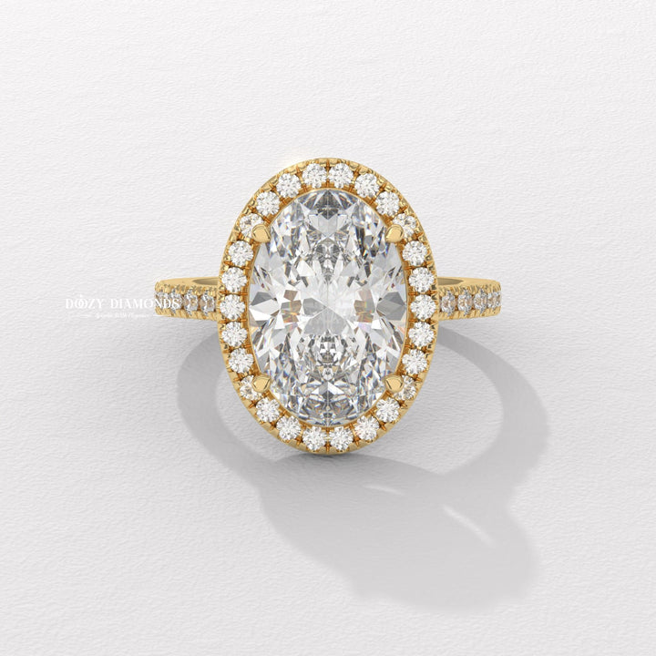 Discover oval halo lab grown diamond engagement ring online