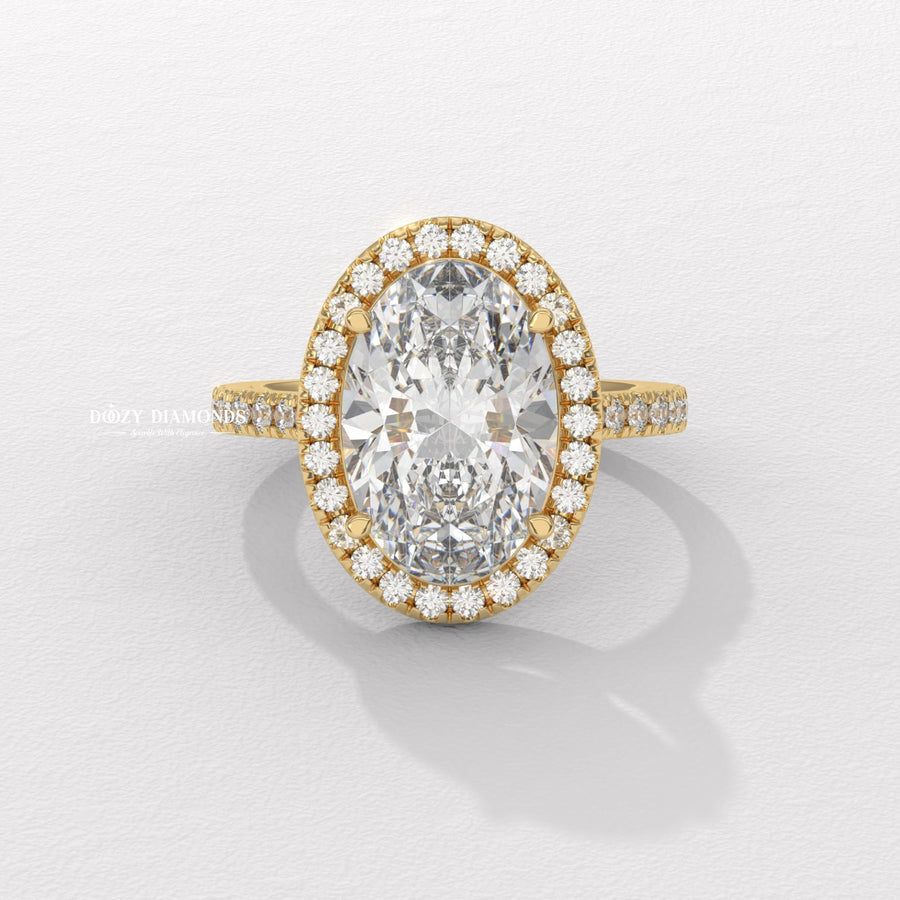Discover oval halo lab grown diamond engagement ring online