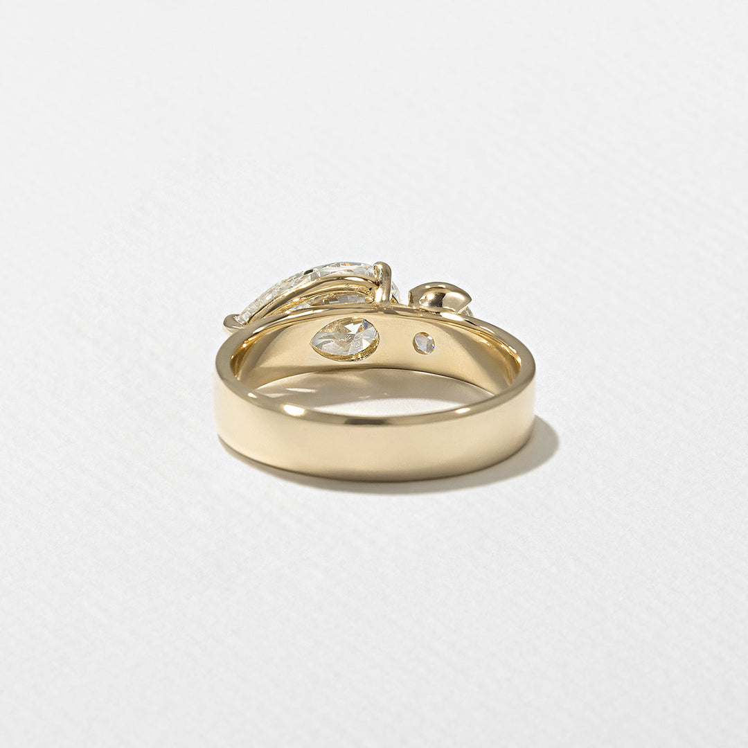 1.90CT Round & Pear E - VS Lab Grown Two Stone Diamond Ring With Curved Band - Doozy Diamonds