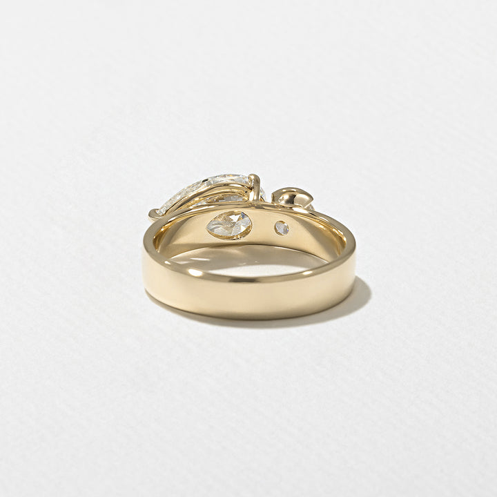 1.90CT Round & Pear E - VS Lab Grown Two Stone Diamond Ring With Curved Band - Doozy Diamonds