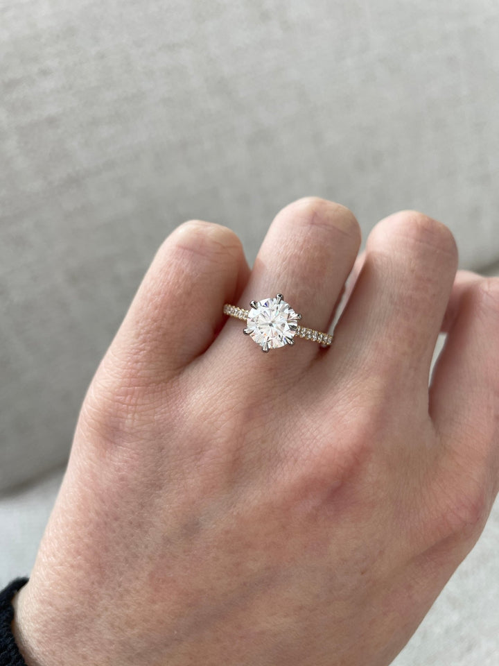 1.45 - 3.45 CT Round Cut Lab Grown Diamond Pave Setting Engagement Ring - Doozy Diamonds