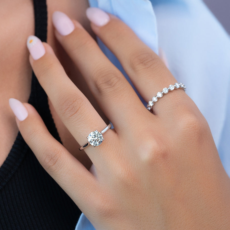 3.50CT round hidden halo lab grown diamond engagement ring for sale