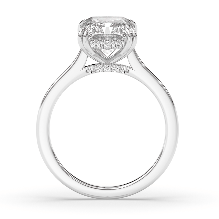 Shop radiant cut hidden halo lab grown diamond engagement ring online
