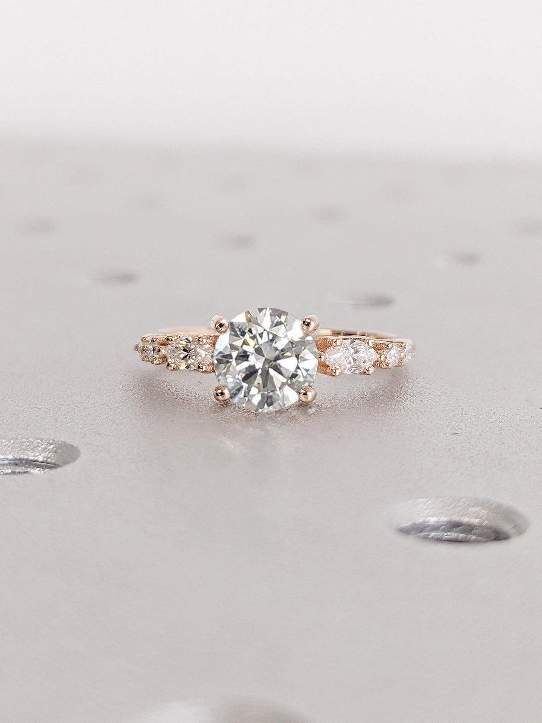 1.0CT round cluster lab grown diamond engagement ring for sale