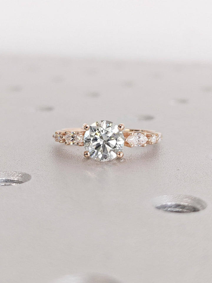 1.0CT round cluster lab grown diamond engagement ring for sale