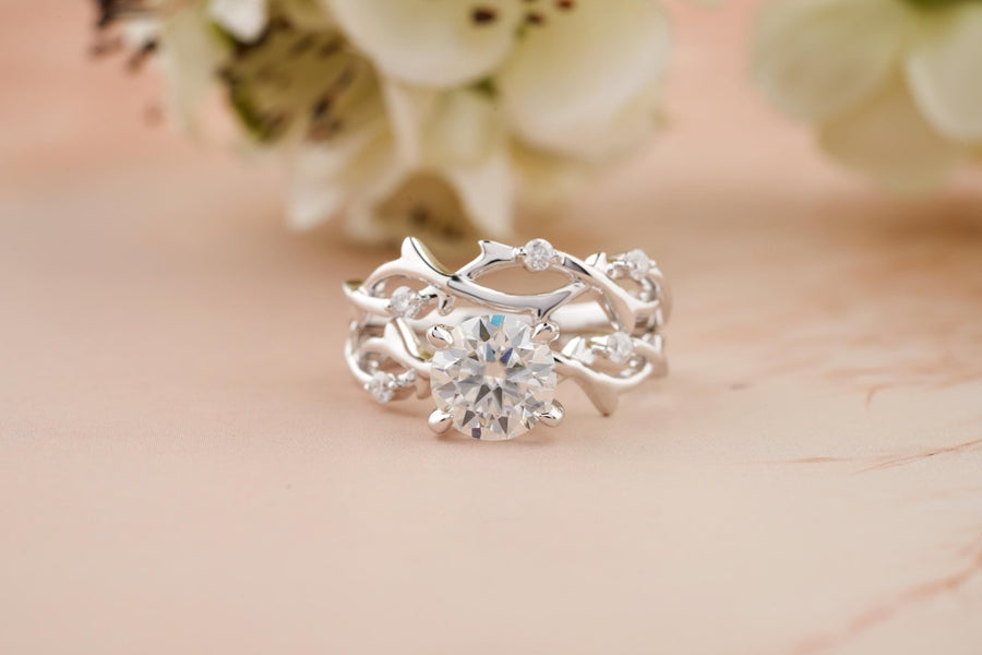 1.50CT Round Cut Twig F - VS Lab Grown Diamond Engagement Ring Set - Doozy Diamonds