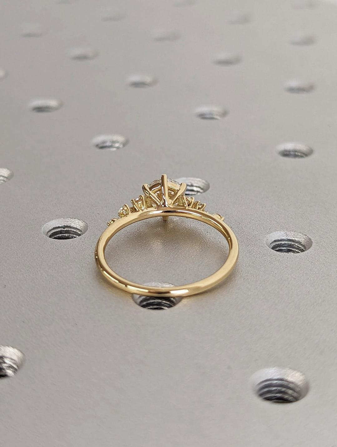 Round cluster lab grown diamond ring in jewelry gift box
