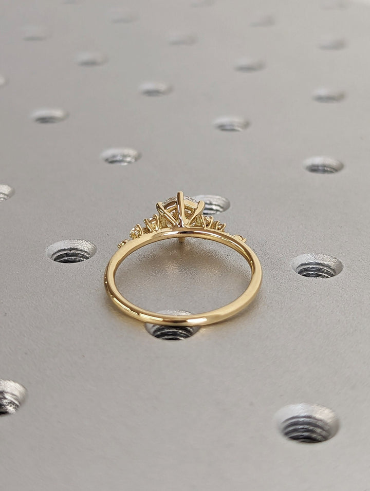 Round cluster lab grown diamond ring in jewelry gift box