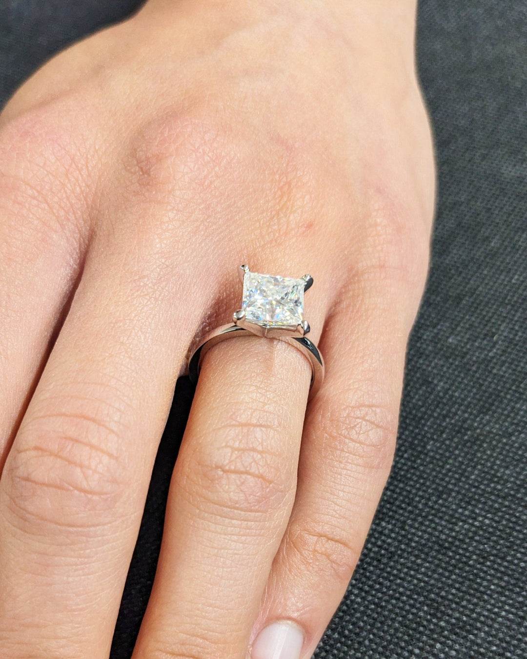 Princess solitaire diamond engagement ring available in multiple metals