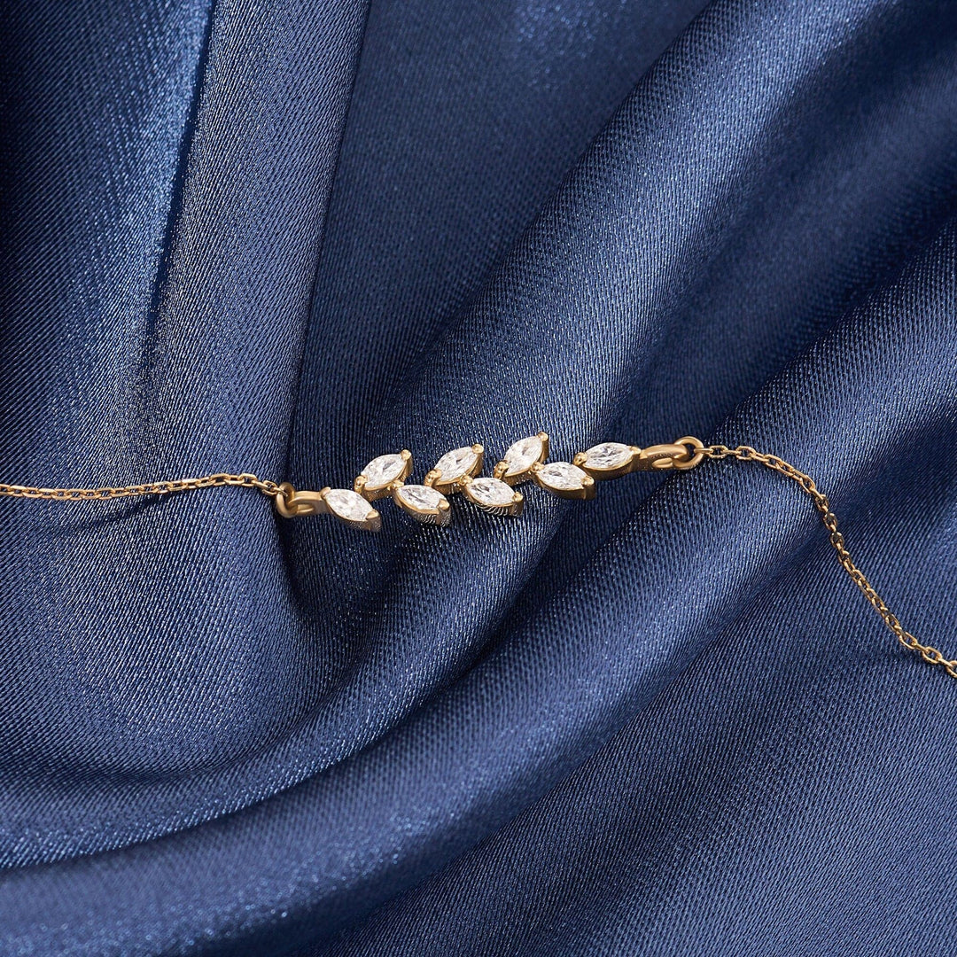 Marquise Cut Lab-Grown Diamond Leaf Bracelet for Women