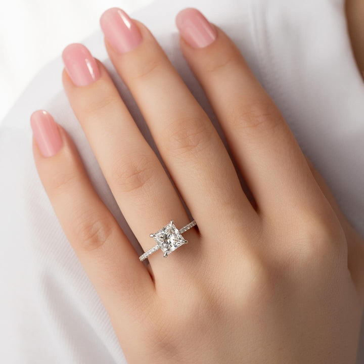 3.50CT princess pave lab grown diamond engagement ring for sale