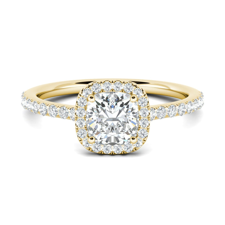 Cushion pave engagement ring with brilliant diamond sparkle