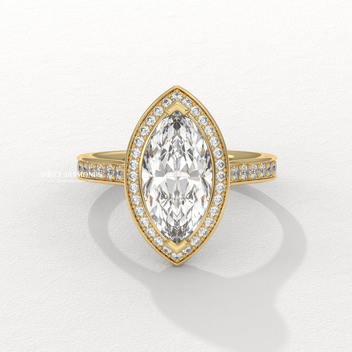 Marquise halo lab grown diamond engagement ring for sale