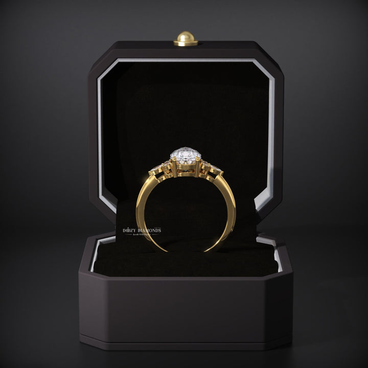 Buy pear cut cluster diamond engagement ring with free shipping