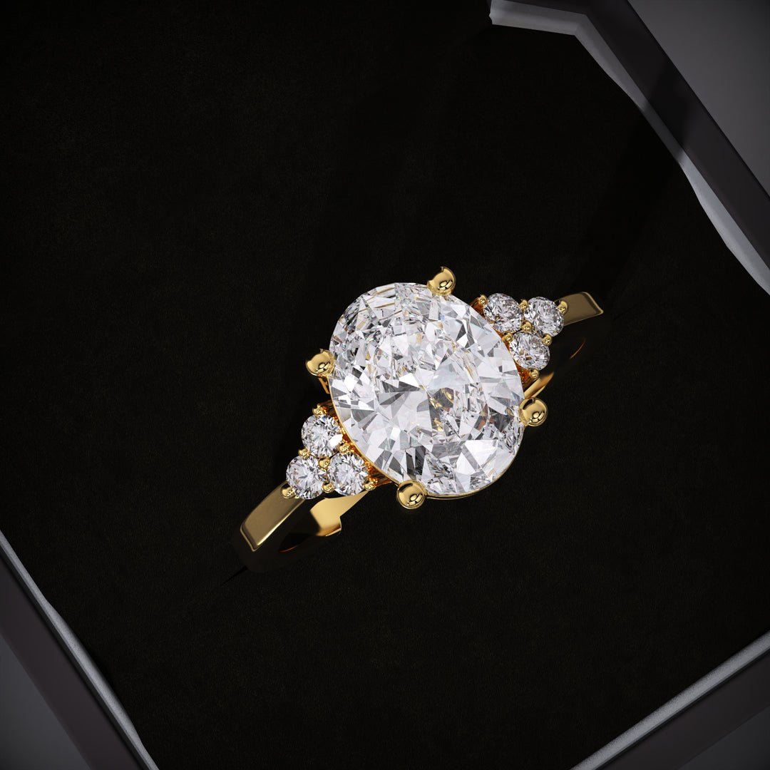 Oval cut cluster engagement ring available to buy now