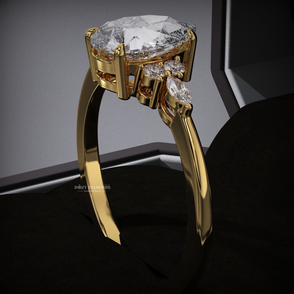 Pear cluster ring set with an IGI graded diamond