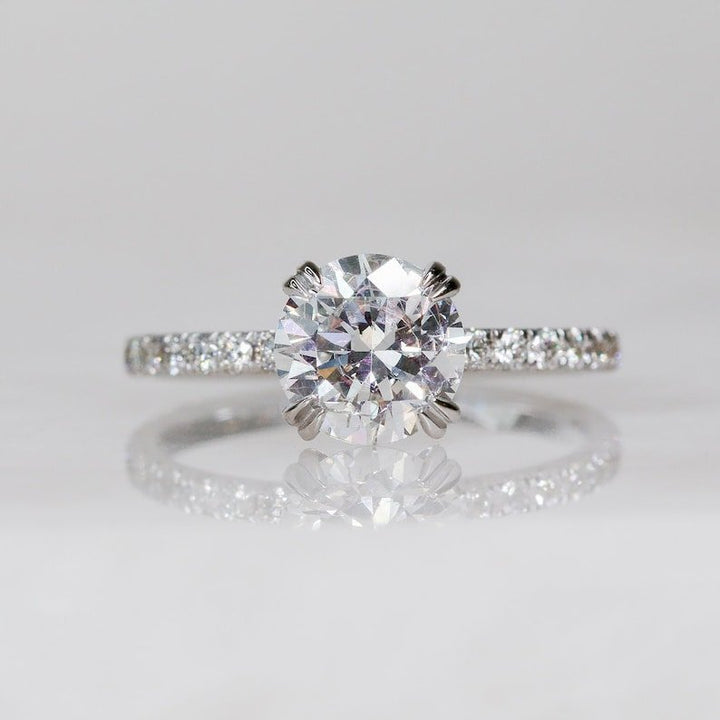 Buy 1.42CT round hidden halo lab grown diamond engagement ring online