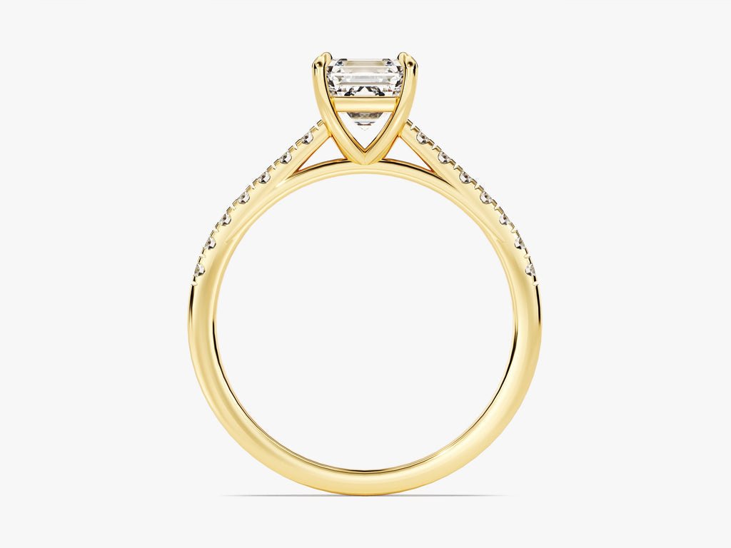 Premium asscher cut pave engagement ring crafted in solid gold