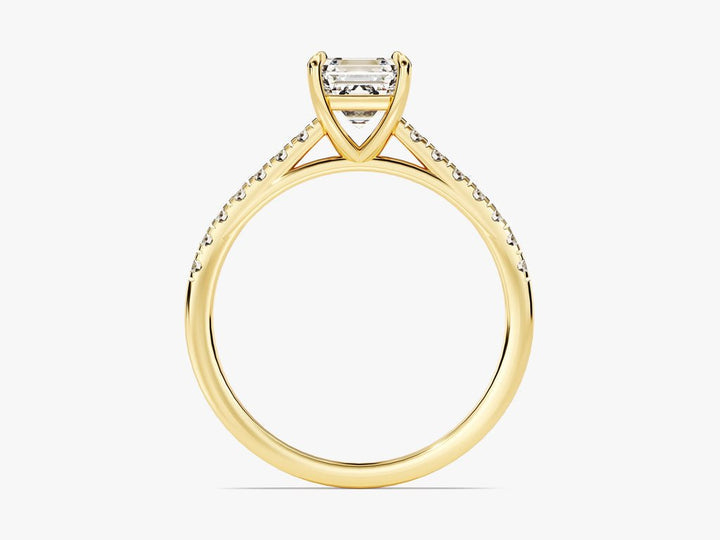 Premium asscher cut pave engagement ring crafted in solid gold