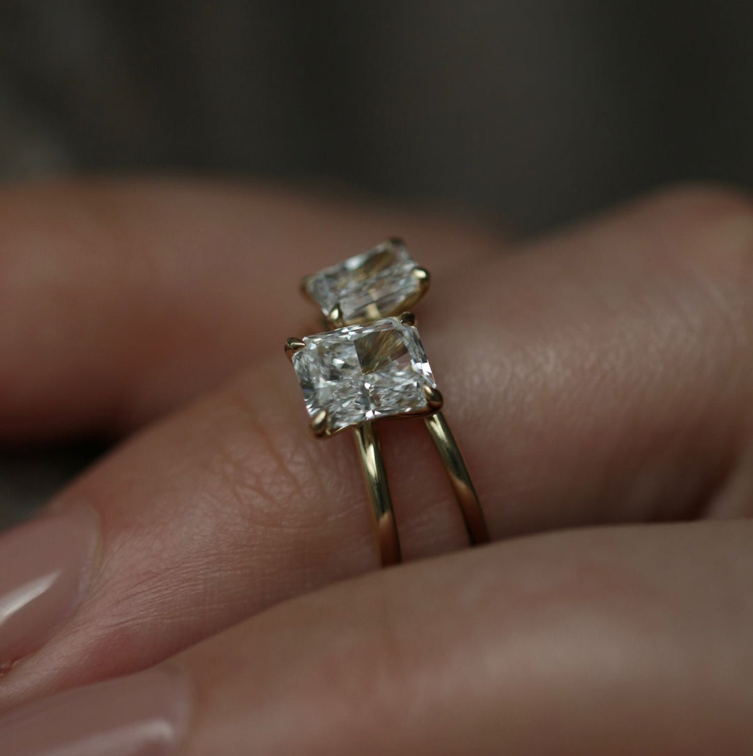 Radiant solitaire engagement ring with brilliant diamond sparkle