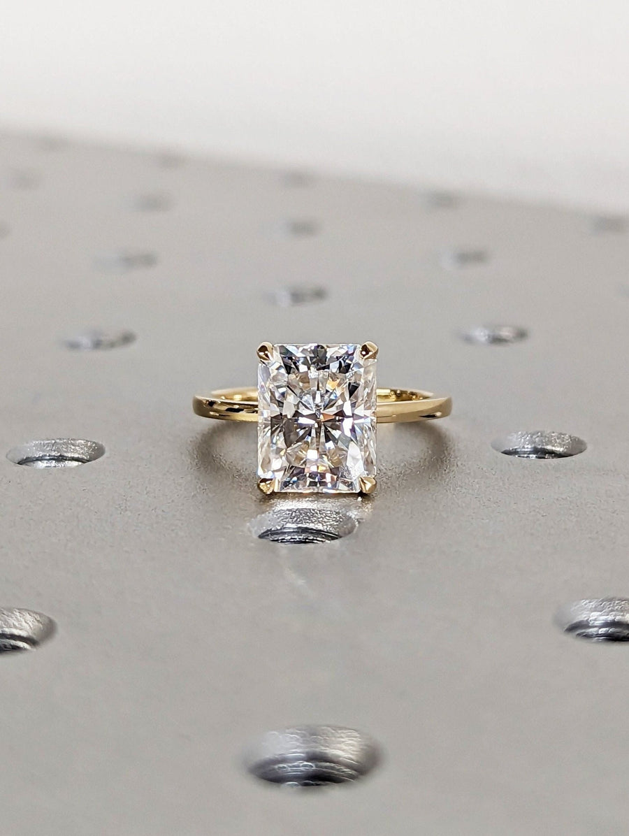 Shop radiant hidden halo lab grown diamond engagement ring