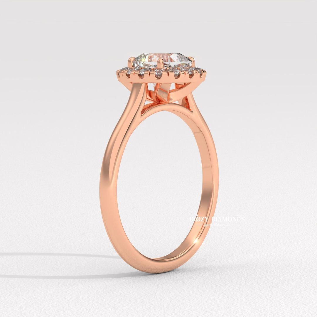Cushion solitaire engagement ring with certified lab grown diamond