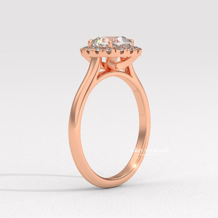 Cushion solitaire engagement ring with certified lab grown diamond