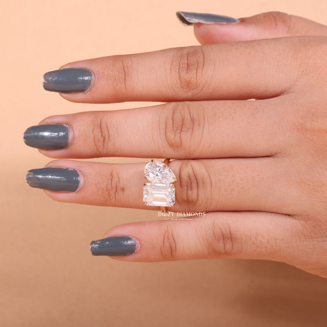 Pear solitaire engagement ring with certified lab grown diamond