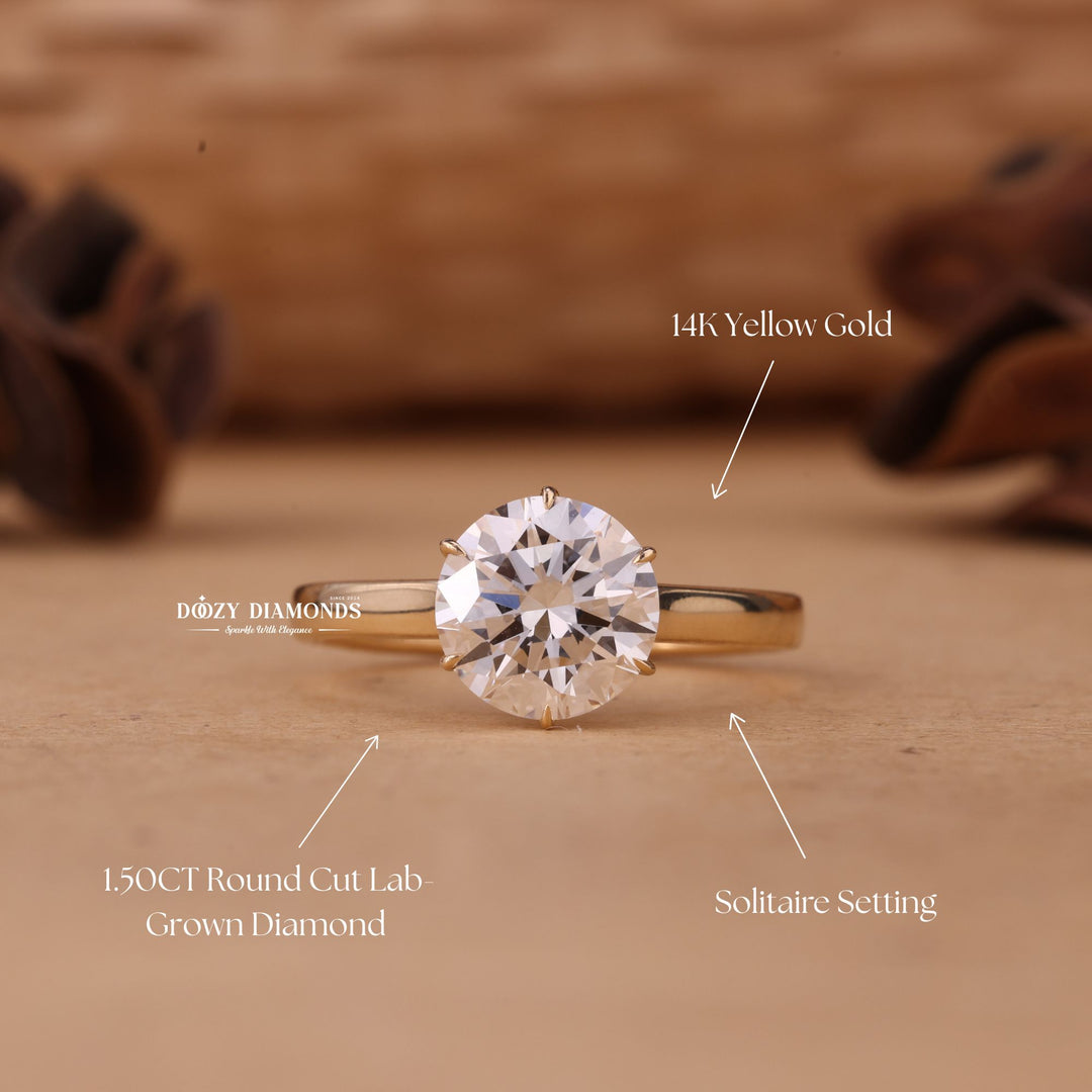 Round solitaire engagement ring offered in gold and platinum
