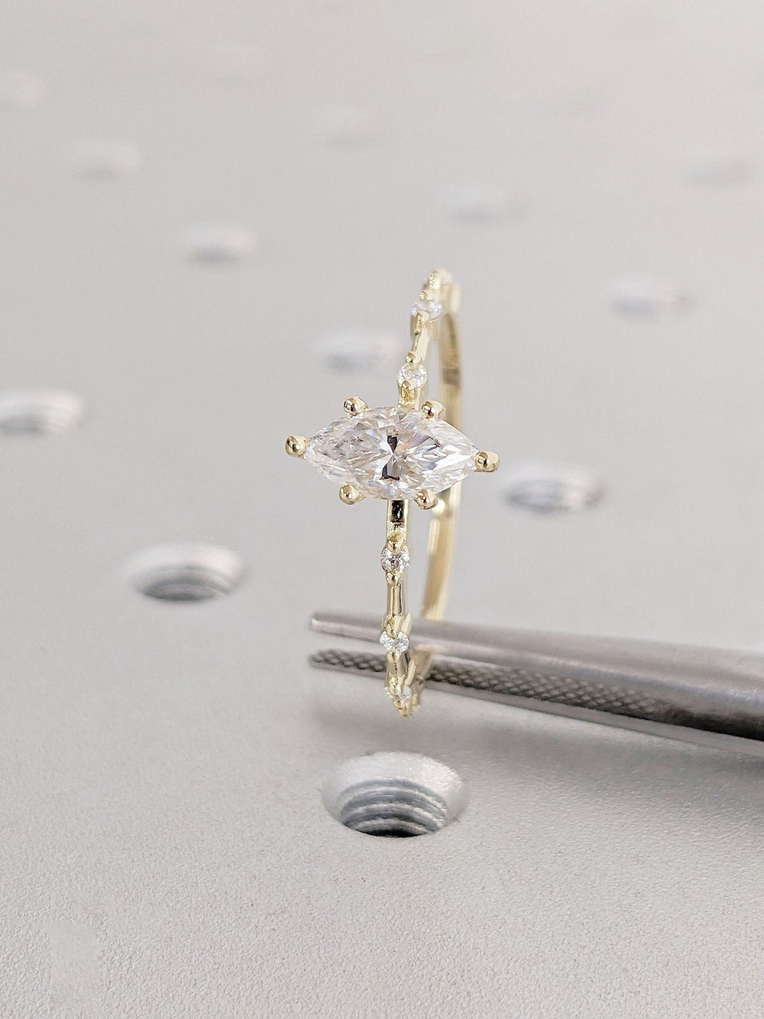 Marquise pave diamond ring presented in signature gift packaging