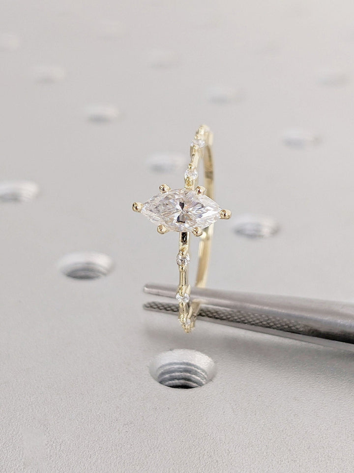 Marquise pave diamond ring presented in signature gift packaging