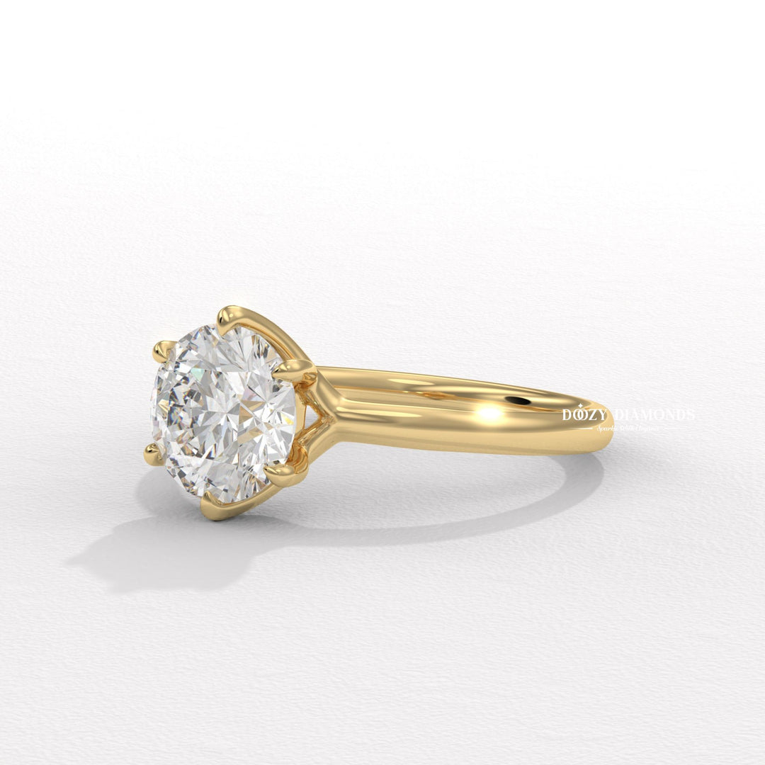 Round solitaire engagement ring with IGI certificate and packaging