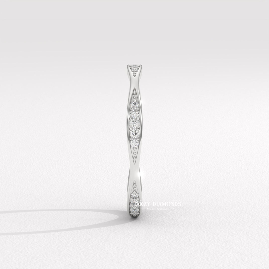 Side view of round diamond wedding band