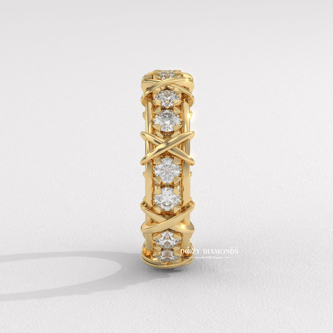 3.50MM Full Eternity Wedding Band - Crossover Unique Stacking Band