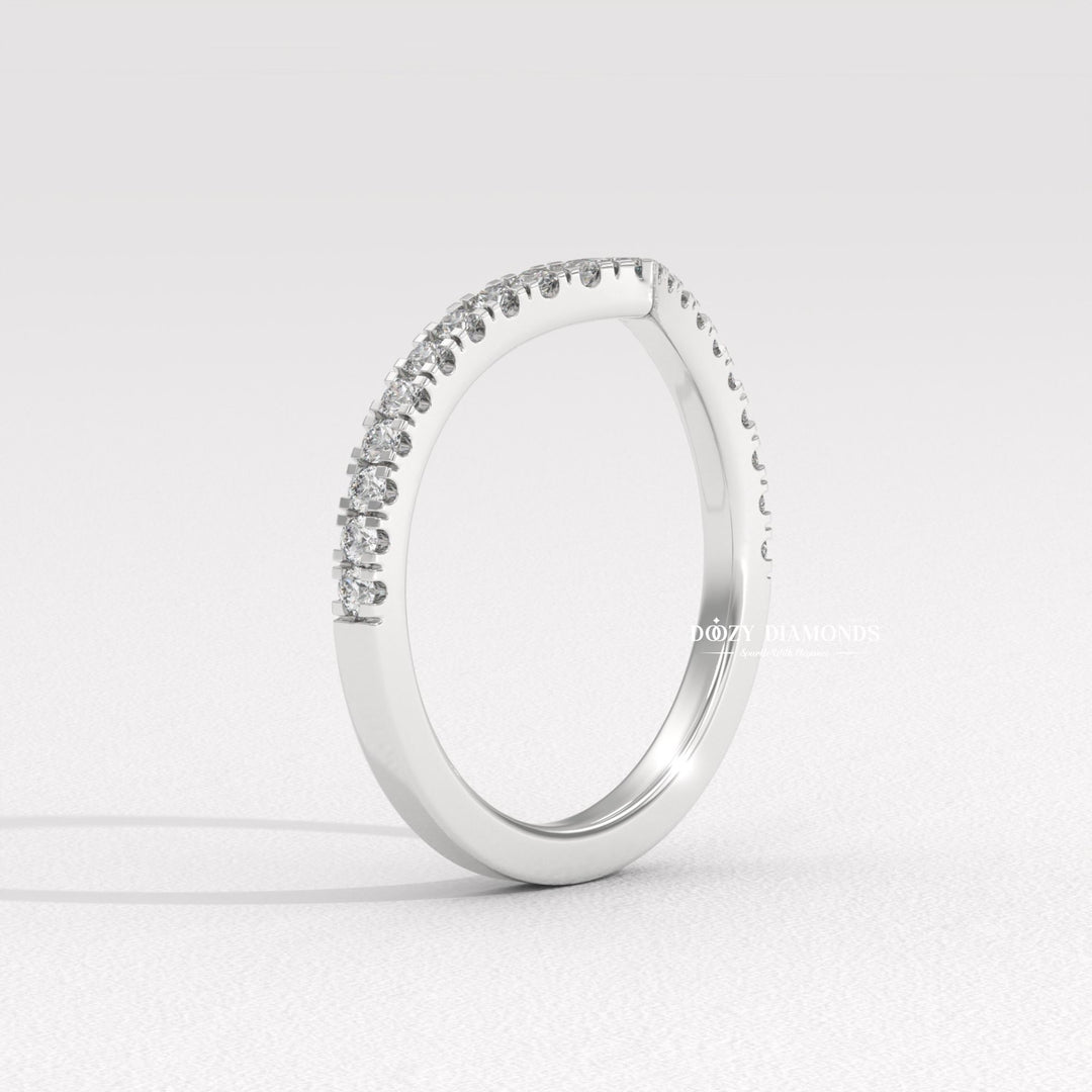 Chevron diamond wedding band in white gold