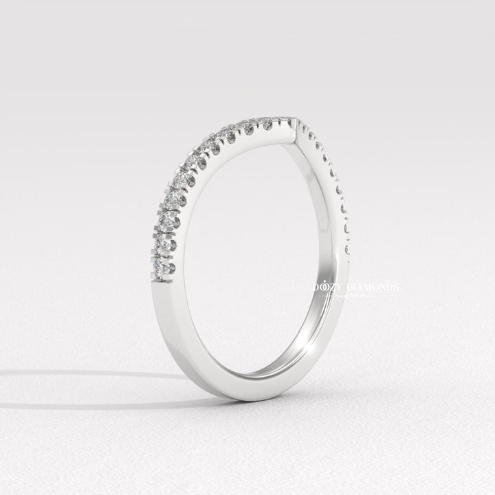 Chevron diamond wedding band in white gold