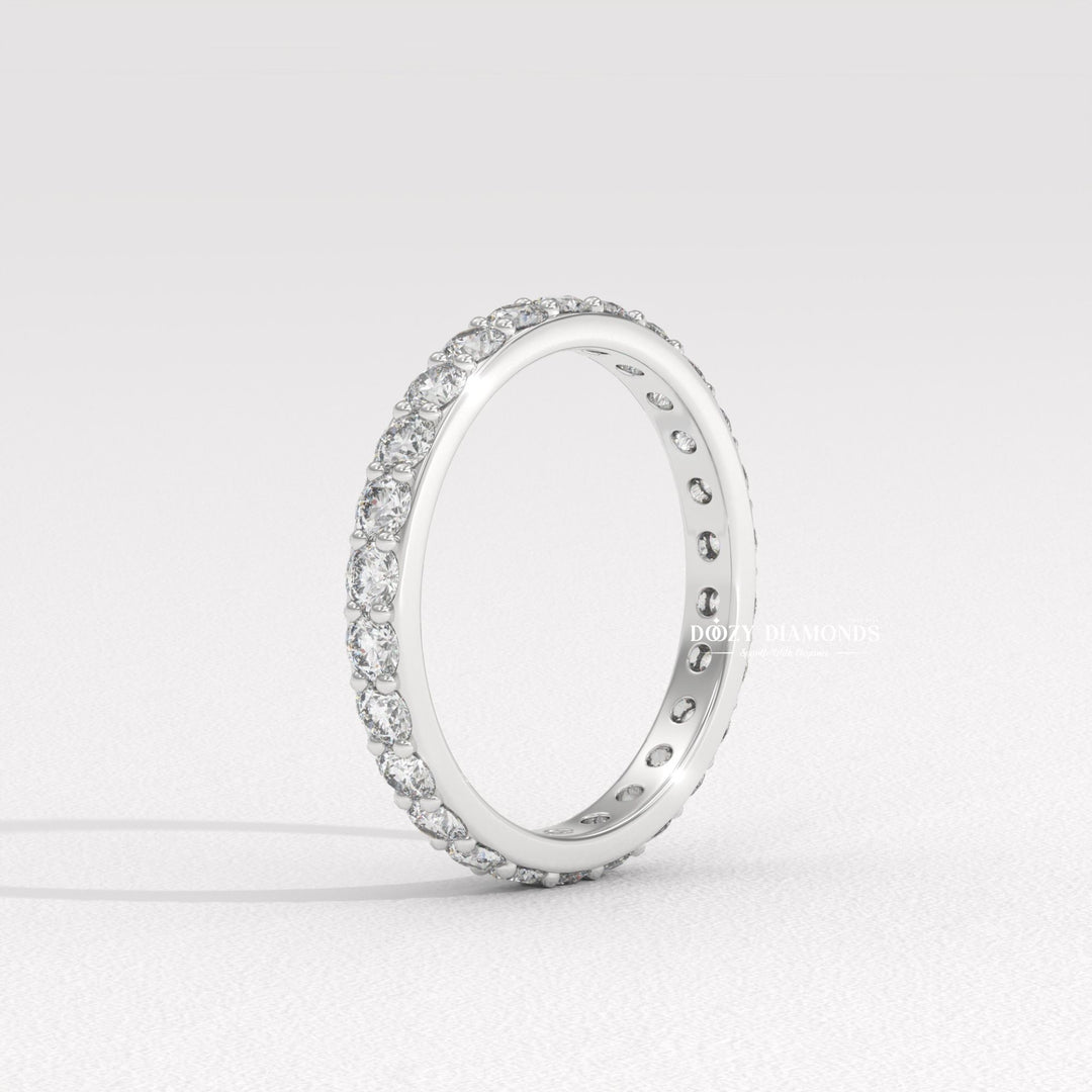 Shared Prong diamond wedding band in white gold