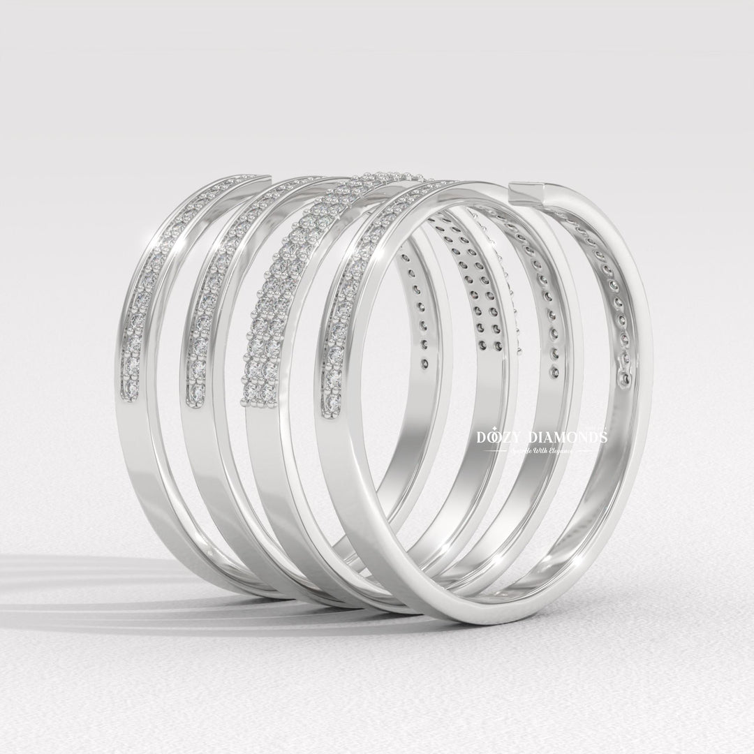 Spring diamond wedding band in rose gold