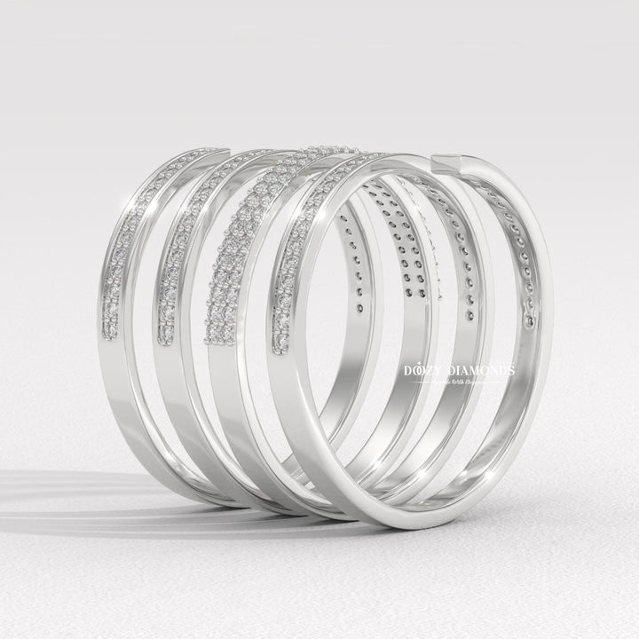 Spring diamond wedding band in rose gold